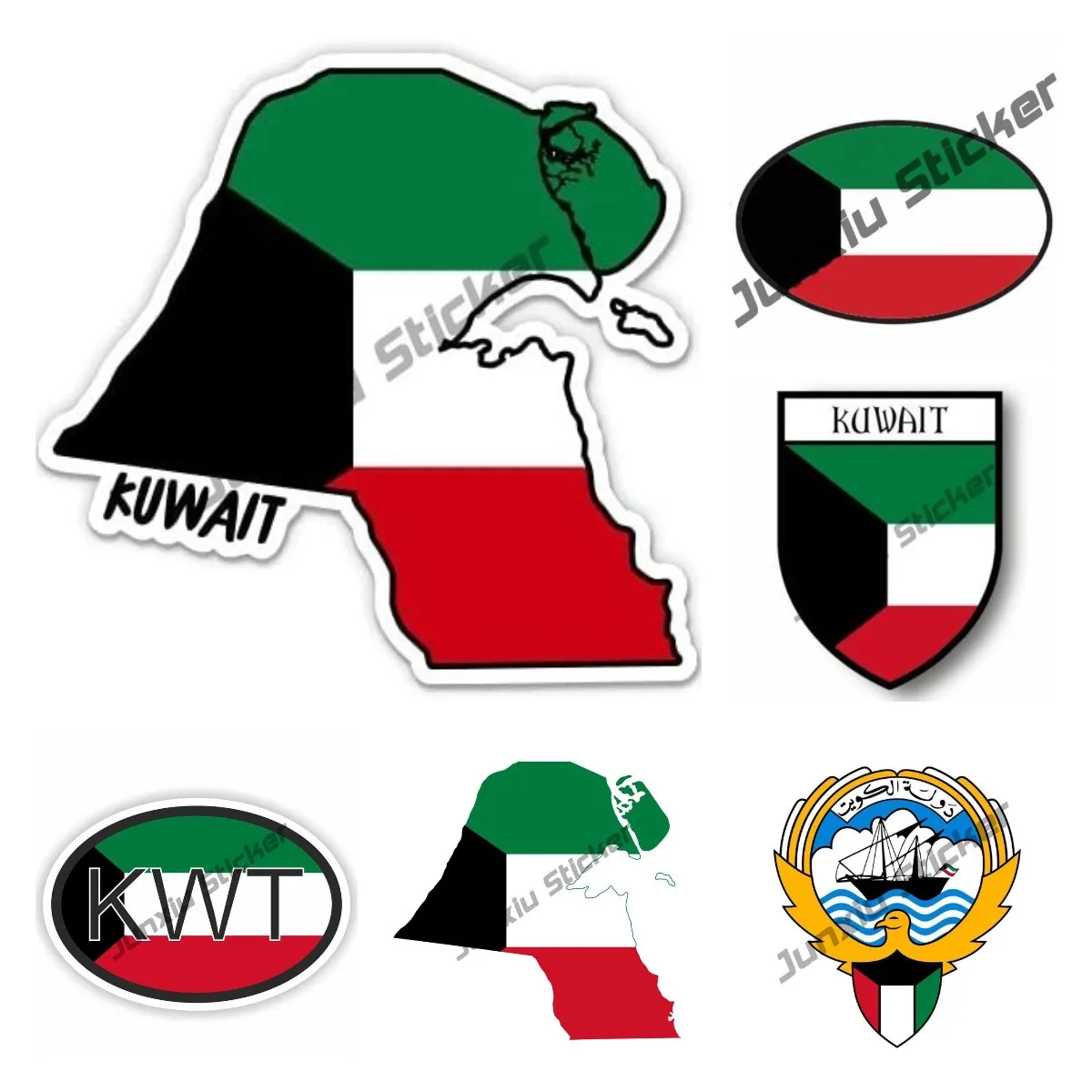 Car Accessories Kuwait - 쿠웨이트 지도 플래그 비닐 스티커 재미