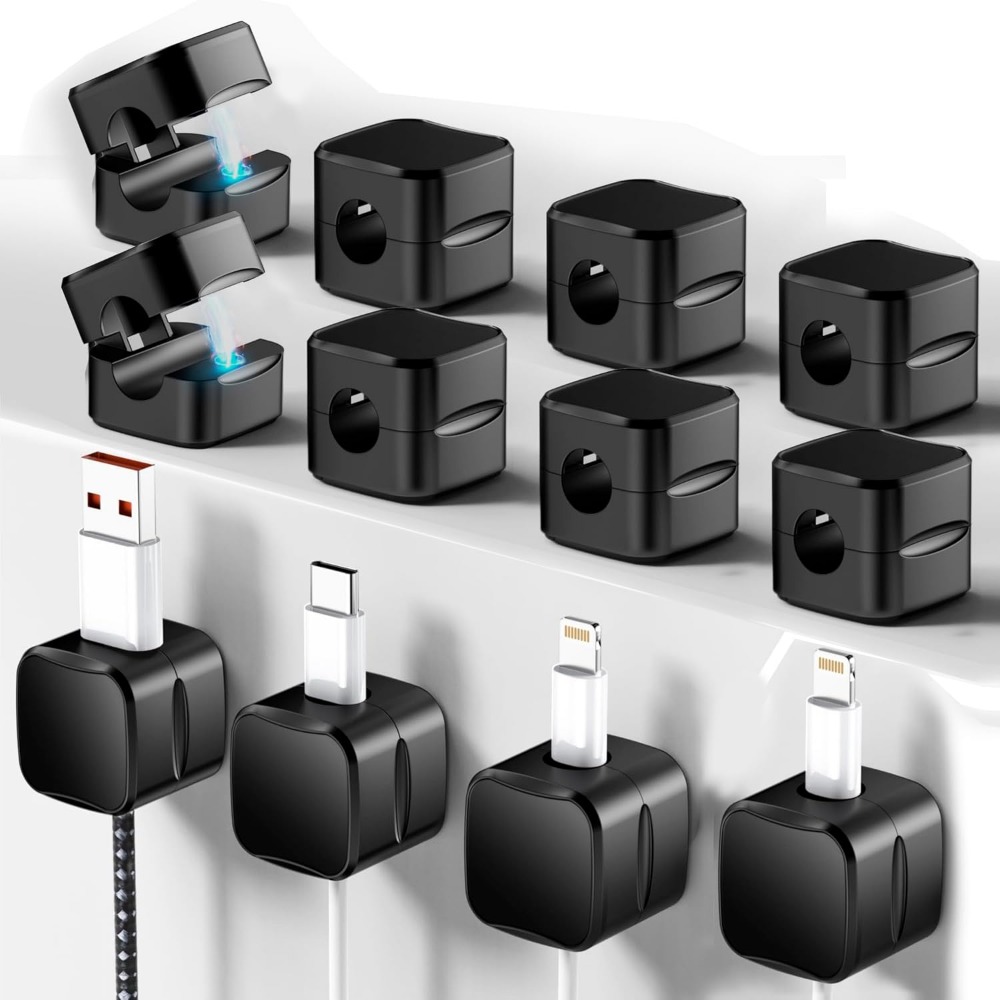 Car Cable Organizer - 자석식 케이블 클립(코드 정리용): 12개입, 책상,
