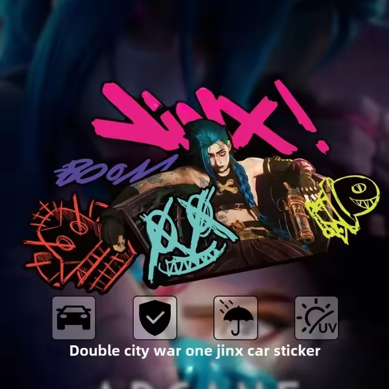 Car Accessories Sticker - Arcane Jinx 그래피티 반사 자동차 스티커