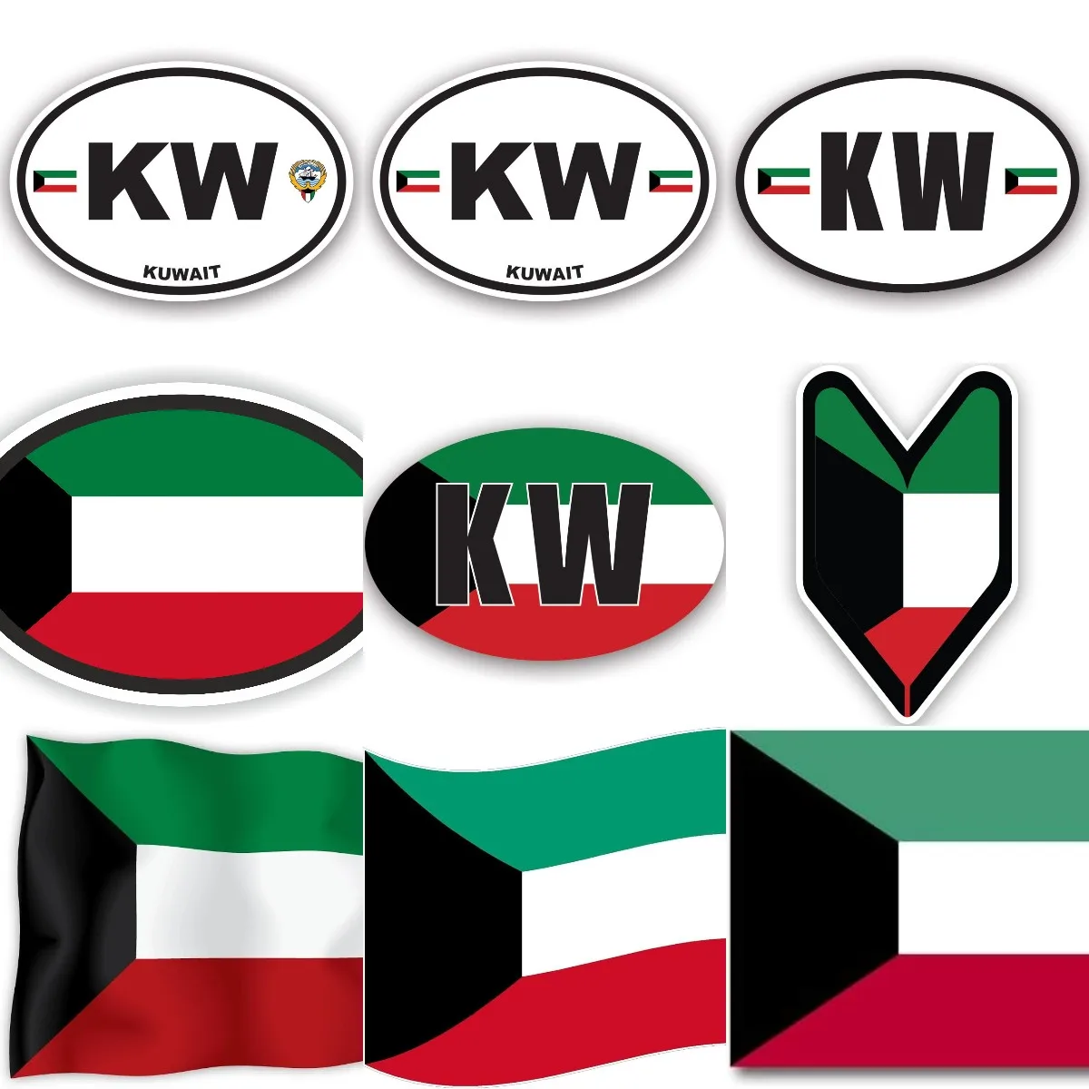 Car Accessories Kuwait - KW 쿠웨이트 국기 엠블럼 크리 에이