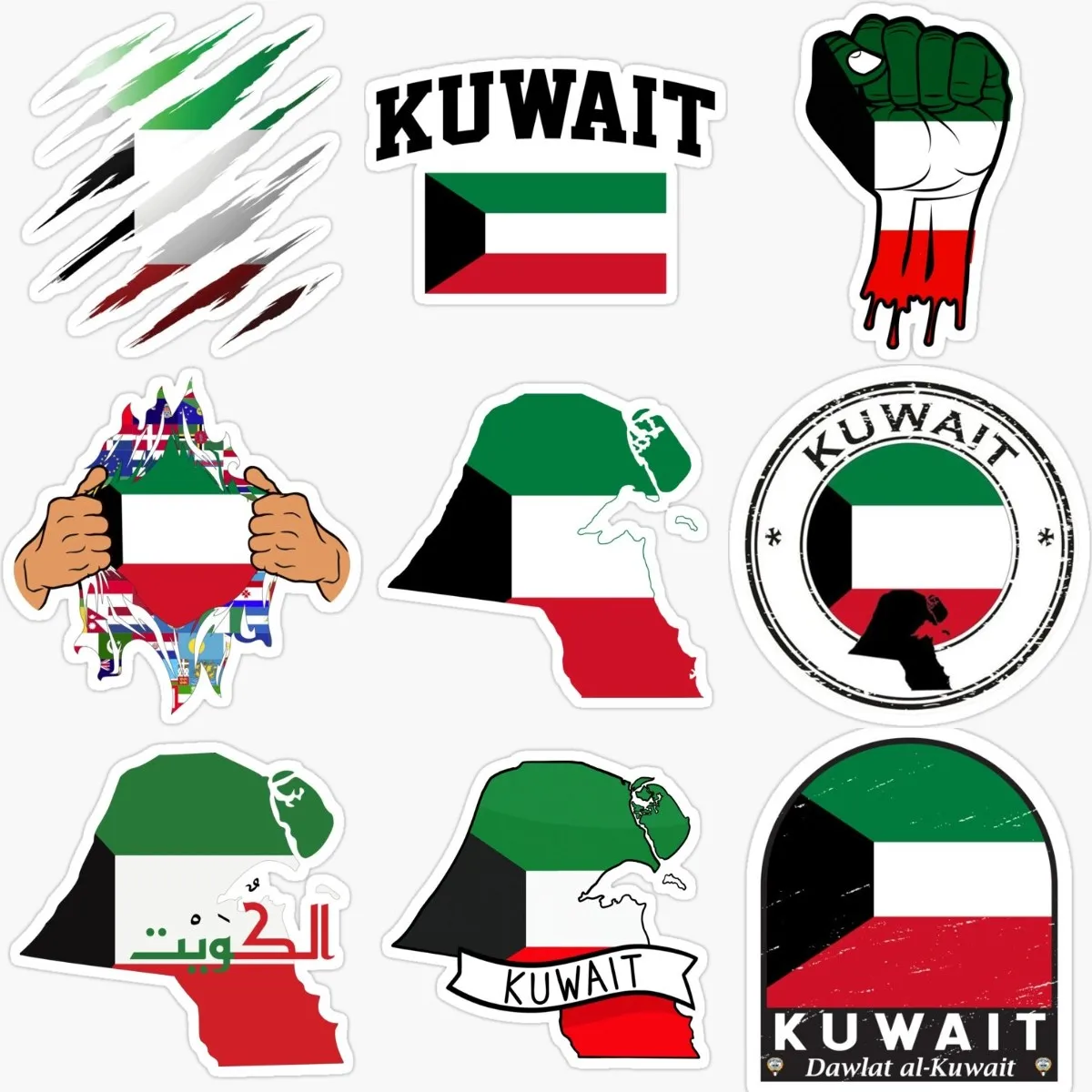 Car Accessories Kuwait - KWT 쿠웨이트 국기 지도 엠블럼 크리에이티브