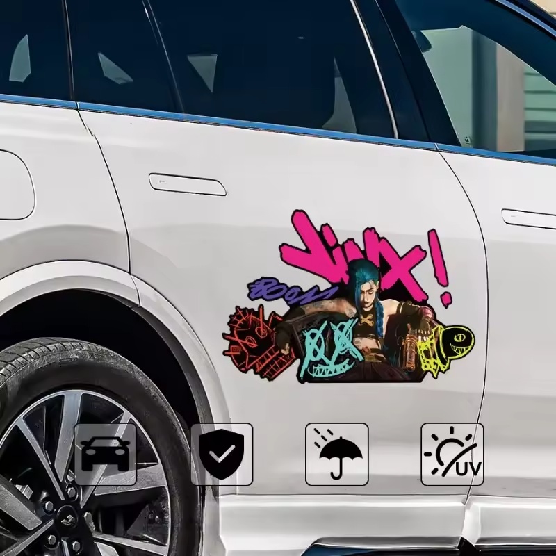 Arcane Jinx 그래피티 반사 자동차 스티커 전기 - Car Accessories Sticker 리뷰 및 가격