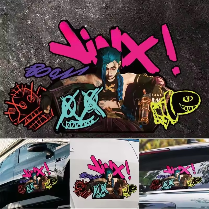 Arcane Jinx 그래피티 반사 자동차 스티커 전기 - Car Accessories Sticker 리뷰 및 가격
